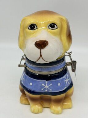 Ceramic Treat Jar Storage Puppy Dog Yellow Lab Labrador Boston Warehouse EUC